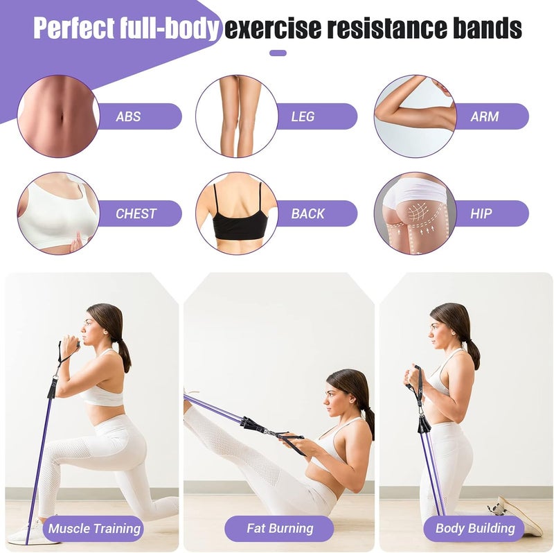 COFOF Resistance Bands with Handles for Women, 5 Level Exercise Bands Workout Bands for Physical Therapy, Yoga, Pilates, Door Anchor, Storage Pouch - Image 5